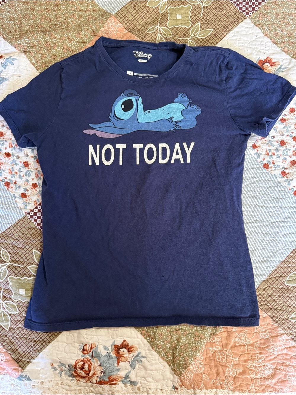 Disney Navy Blue 'Not Today' Stitch Short-Sleeve Tee women’s size small